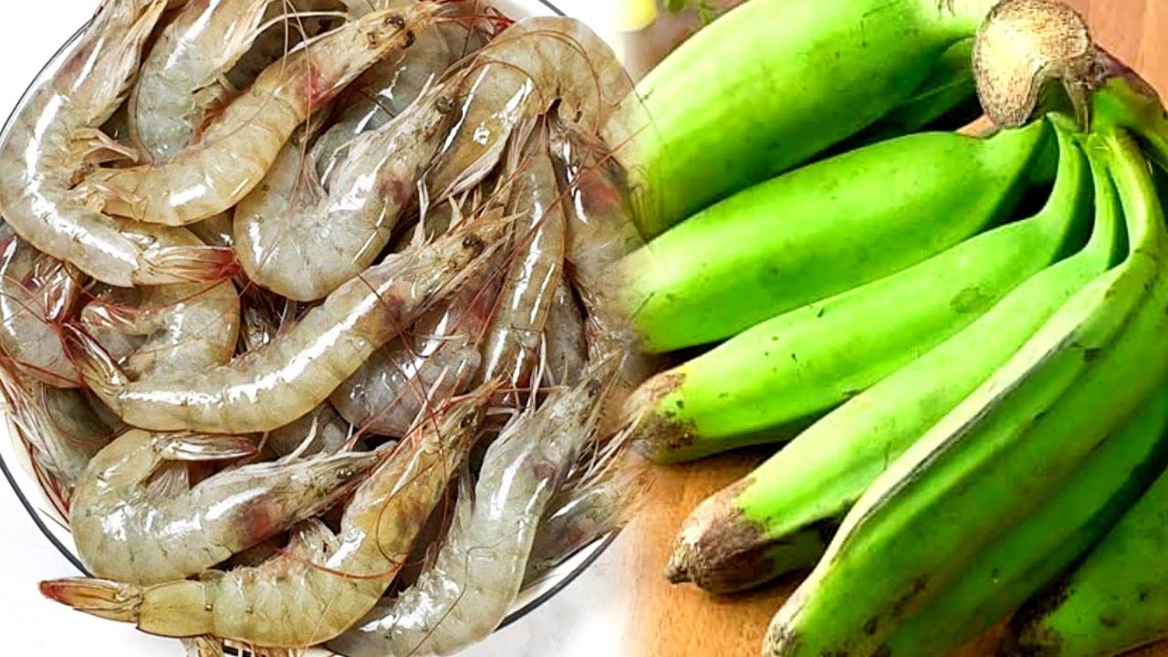 কাঁচকলা ও চিংড়ি মাছের দুর্দান্ত মজাদার বাঙালি রেসিপি | Raw banana and shrimp cooking recipe 