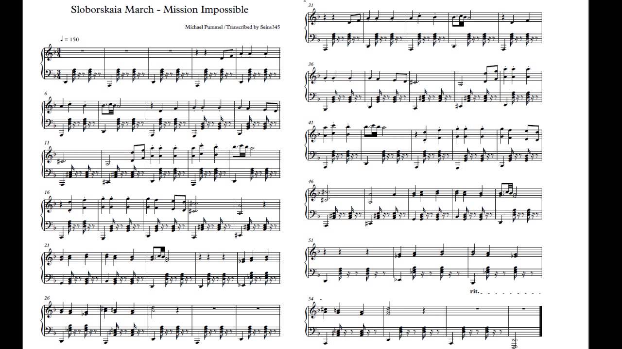 Sloborskaia March - Mission Impossible Sheet music.