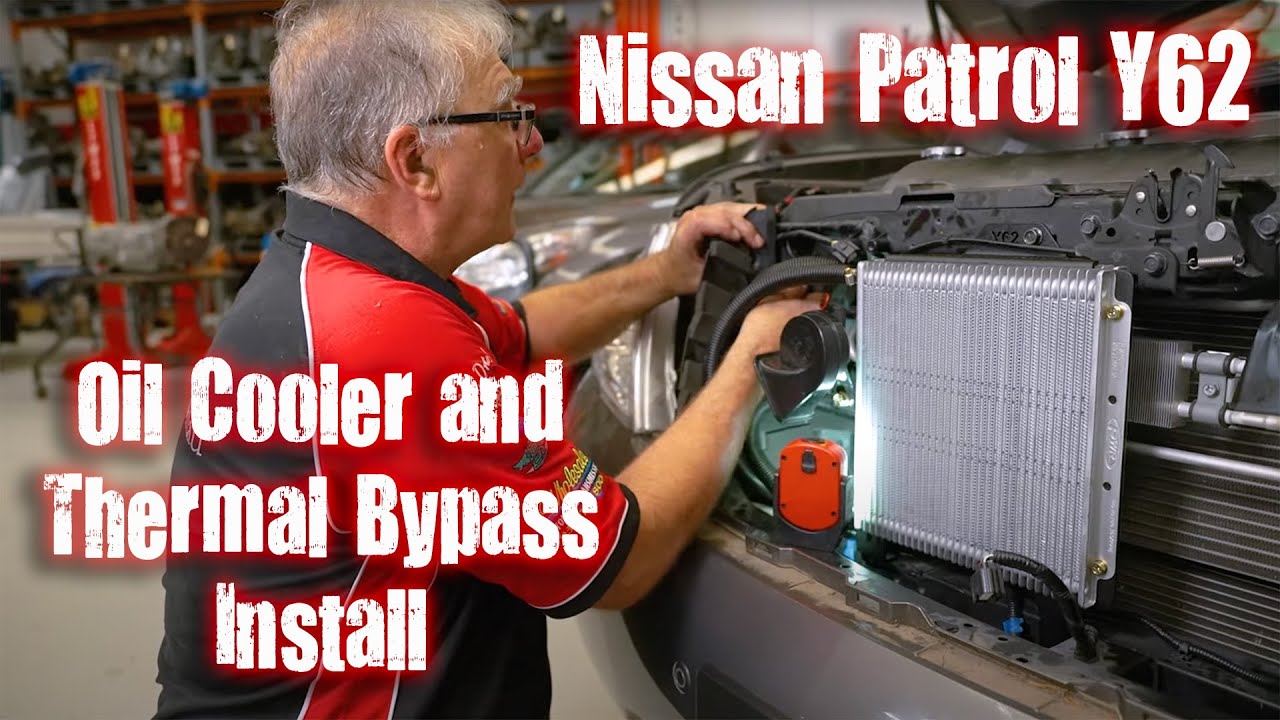 Установка масляного охладителя и перепускного клапана Nissan Y62