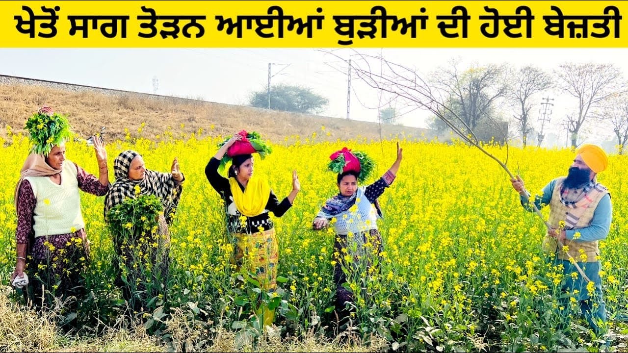 ਖੇਤੋਂ ਸਾਗ ਤੋੜਨ ਆਈਆਂ ਬੁੜੀਆਂ ਦੀ ਹੋਈ ਬੇਜ਼ਤੀ sag toran ayian punjabi short video 
