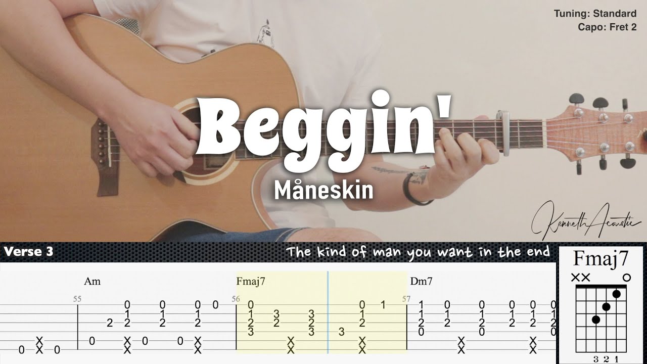Beggin' - Måneskin | Fingerstyle Guitar | TAB + Chords + Lyrics