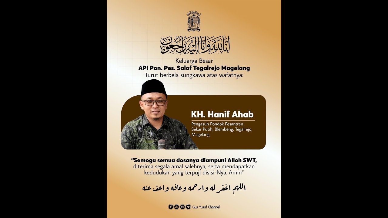 Pelepasan jenazah Almaghfurlah Bp KH Chanif Ahhab bin Bp KH Muhlasin Blembeng Purwodadi Tegalrejo
