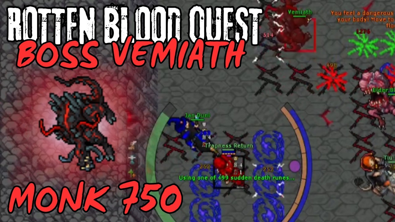 TIBIA MONK 750+ ACESSO E BOSS VEMIATH - ROTTEN BLOOD QUEST