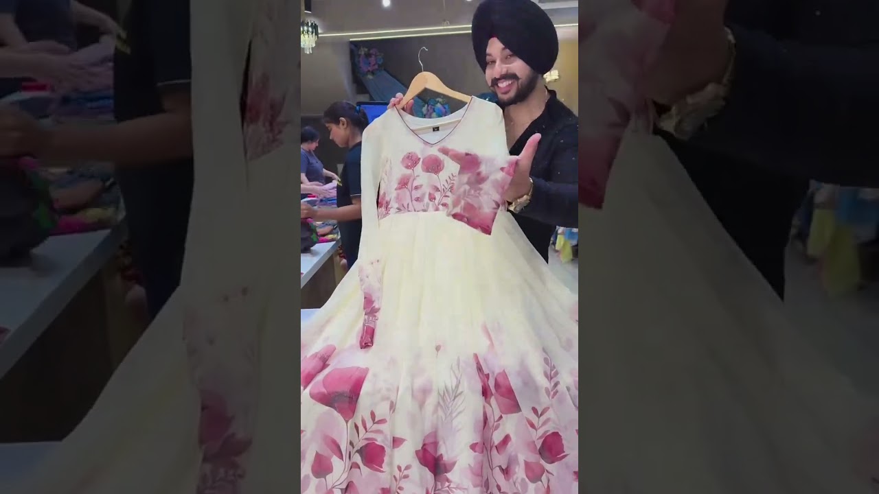 Off white & Maroon Chiffon Full Flair Embroidered Anarkali Suit with Beautiful Embroidered Organza