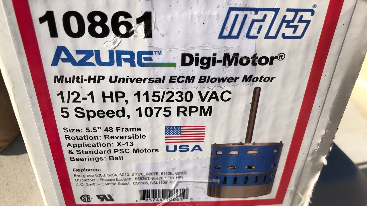Mars azure 10861 universal replacement ecm motor
