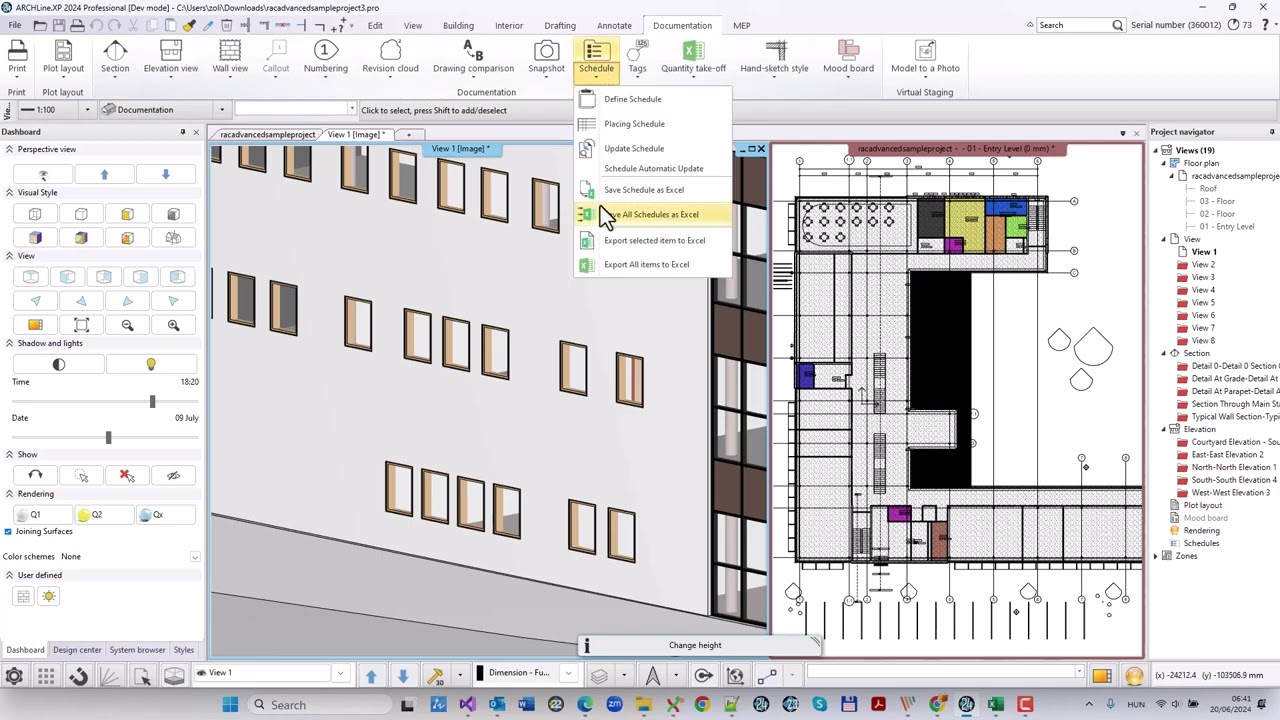 Data extraction from a Revit BIM model