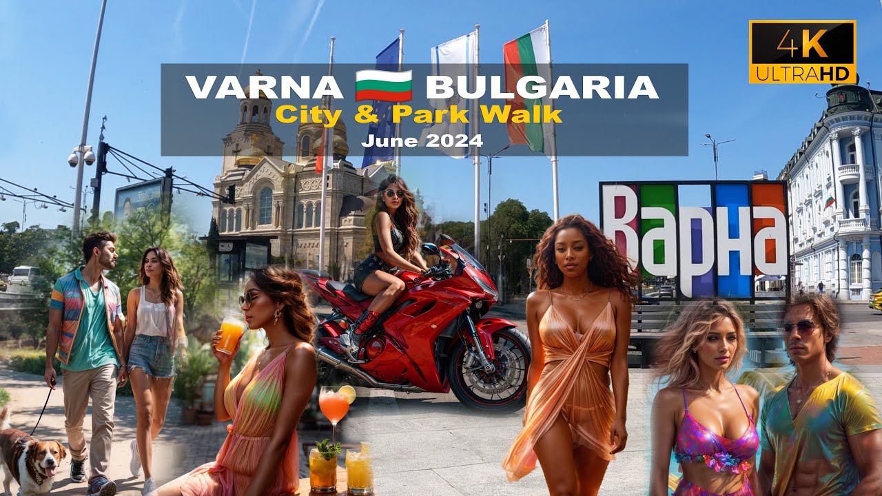 Varna 🇧🇬 Bulgaria☀️ walking  City center & Park - June-2024 - 4K 60 FPS