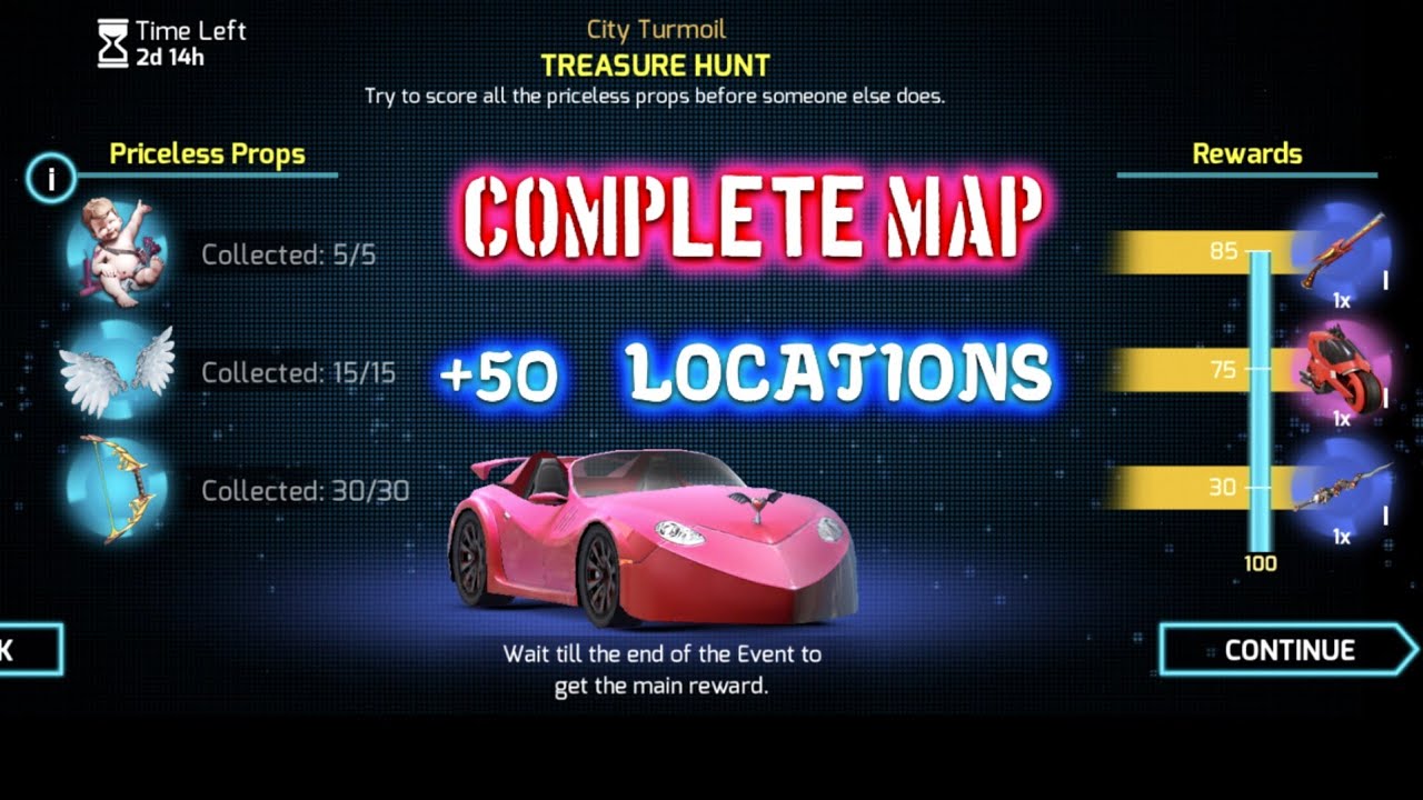 All Locations Of City Turmoil Treasure Hunt Event With A Complete Map | Gangstar Vegas
