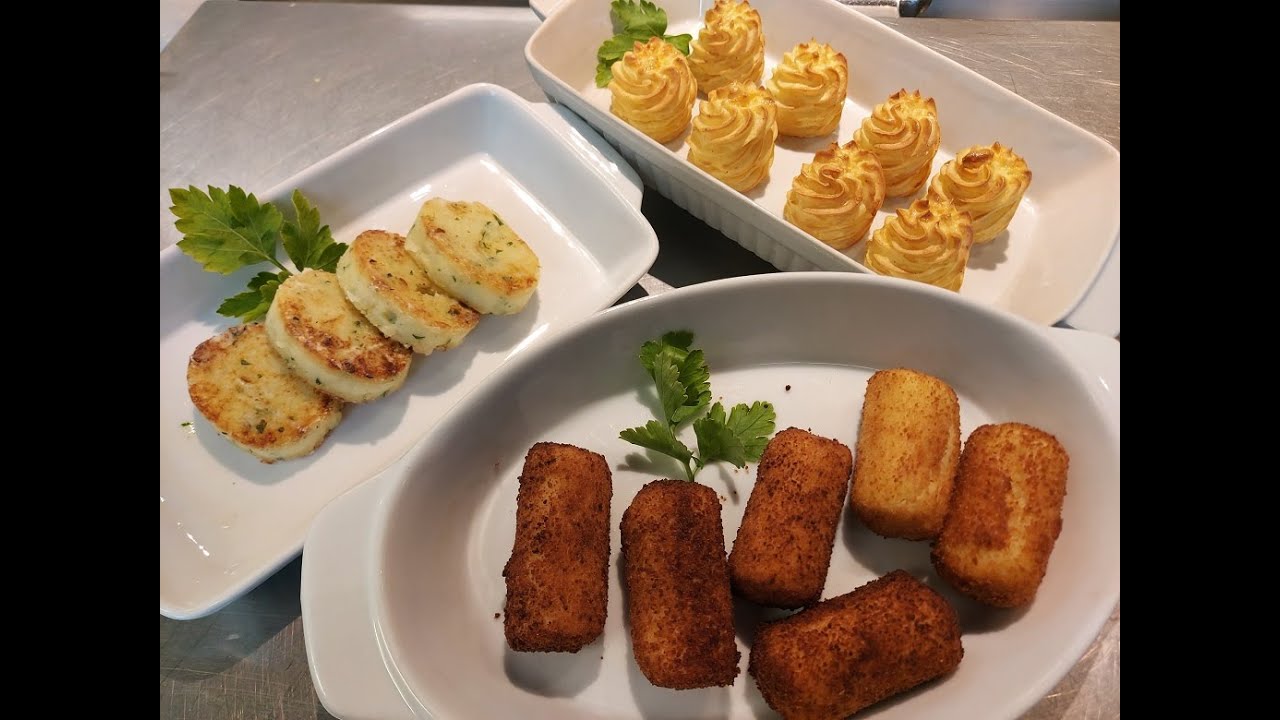 Sättigungsbeilagen: Kartoffelplätzchen, Kroketten, Herzoginkartoffeln
