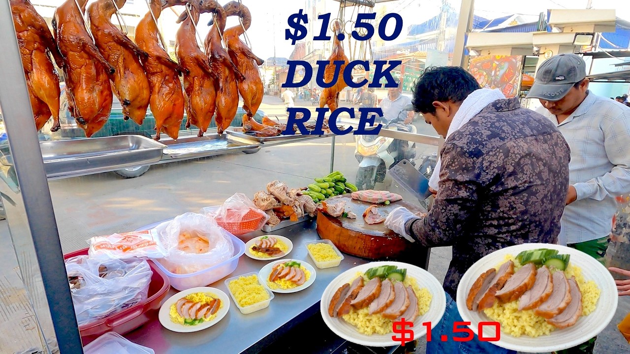 Street Food Gold! $1.50 Roasted Duck Rice in Phnom Penh 🇰🇭