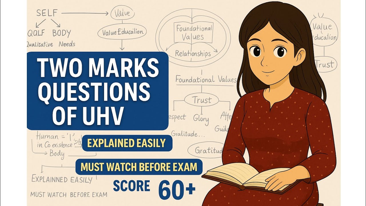UHV 2 Marks Questions | Universal Human Values | Score 60+ Easily | Must Watch Before Exam
