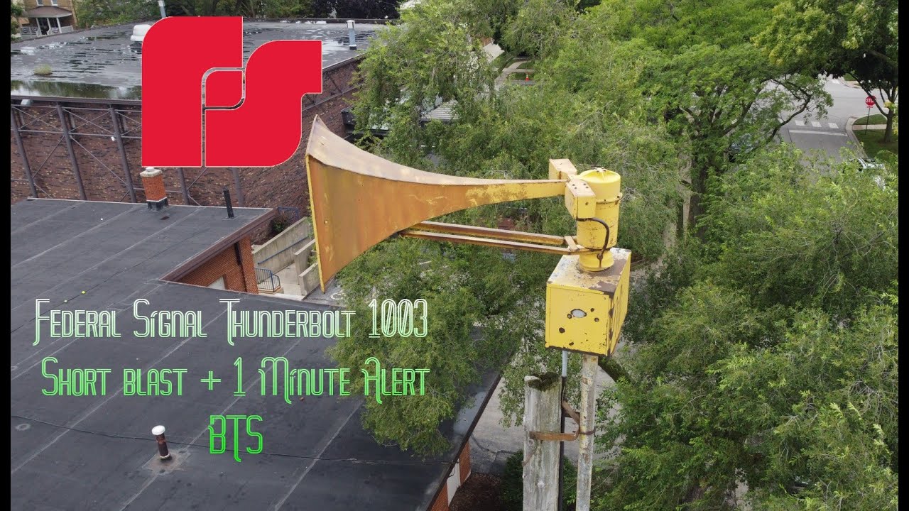 Niles, IL Federal Signal Thunderbolt 1003 Siren Test, Short blast + 1 Minute Alert BTS