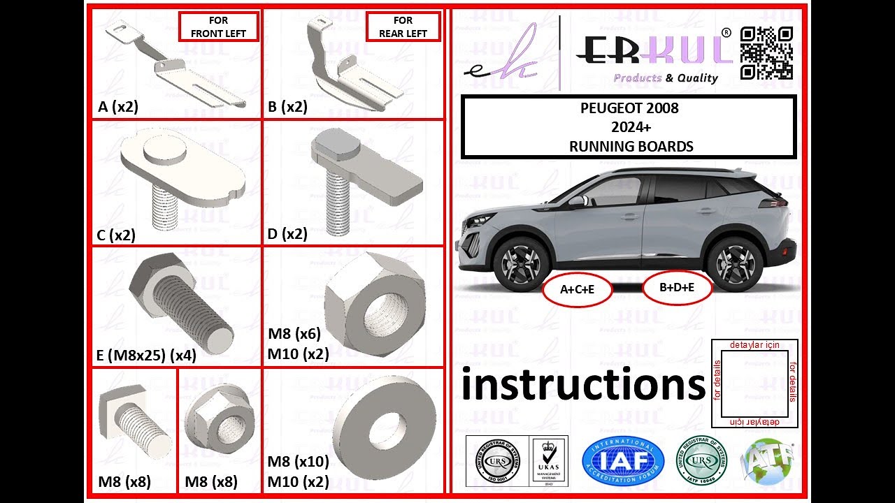 peugeot 2008 2019+ running boards installation / yan basamak montajı