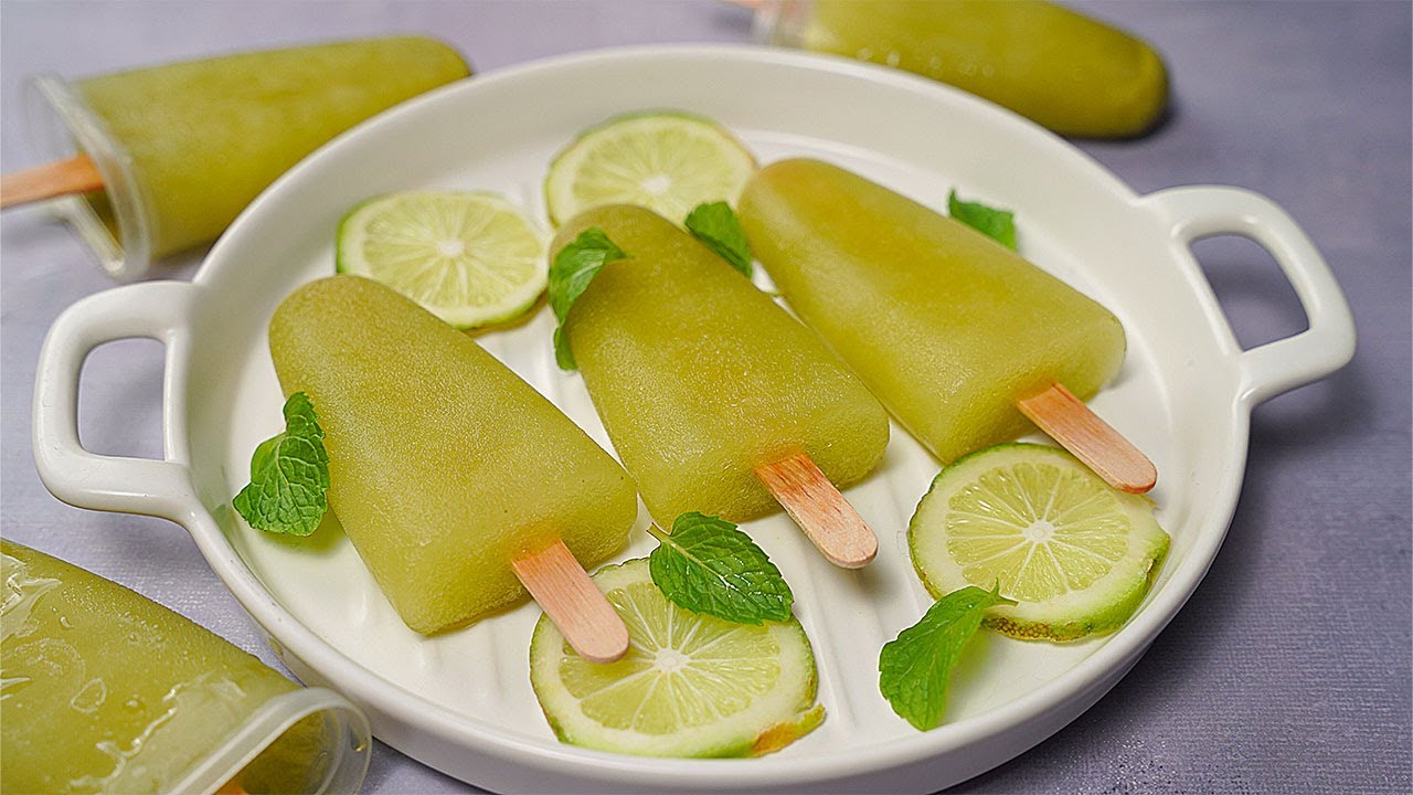 Mint Lemonade Popsicles | Lemon Mint Ice Lolly Recipe | Refreshing Summer Ice Cream Recipe | Yummy