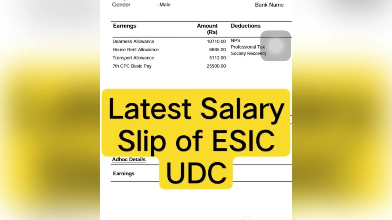 ESIC UDC NEW JOINEE SALARY SLIP. ESIC UDC Salary Slip By RK UDC Official#esic 