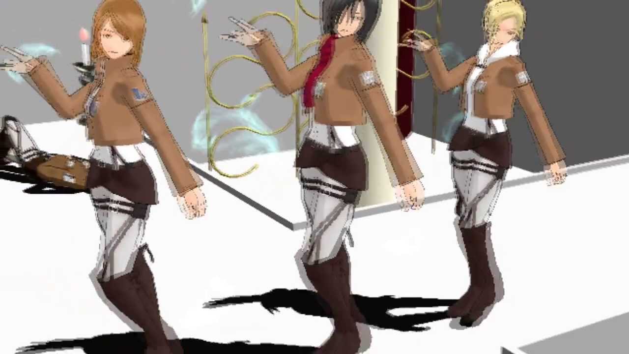[MMD] 進撃の巨人 Shingeki no Kyojin ~ Mikasa, Annie & Petra - dance Gee