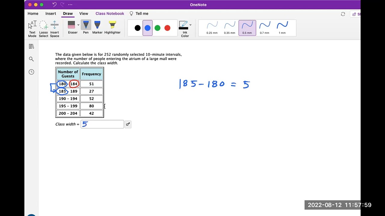 Finding class width in a frequency distribution