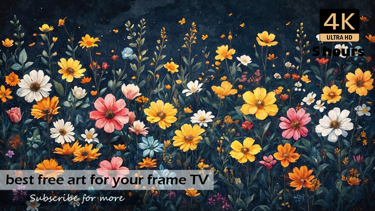 Frame TV Art 4K | Vibrant Wildflower Digital Artwork | Vintage Palette TV