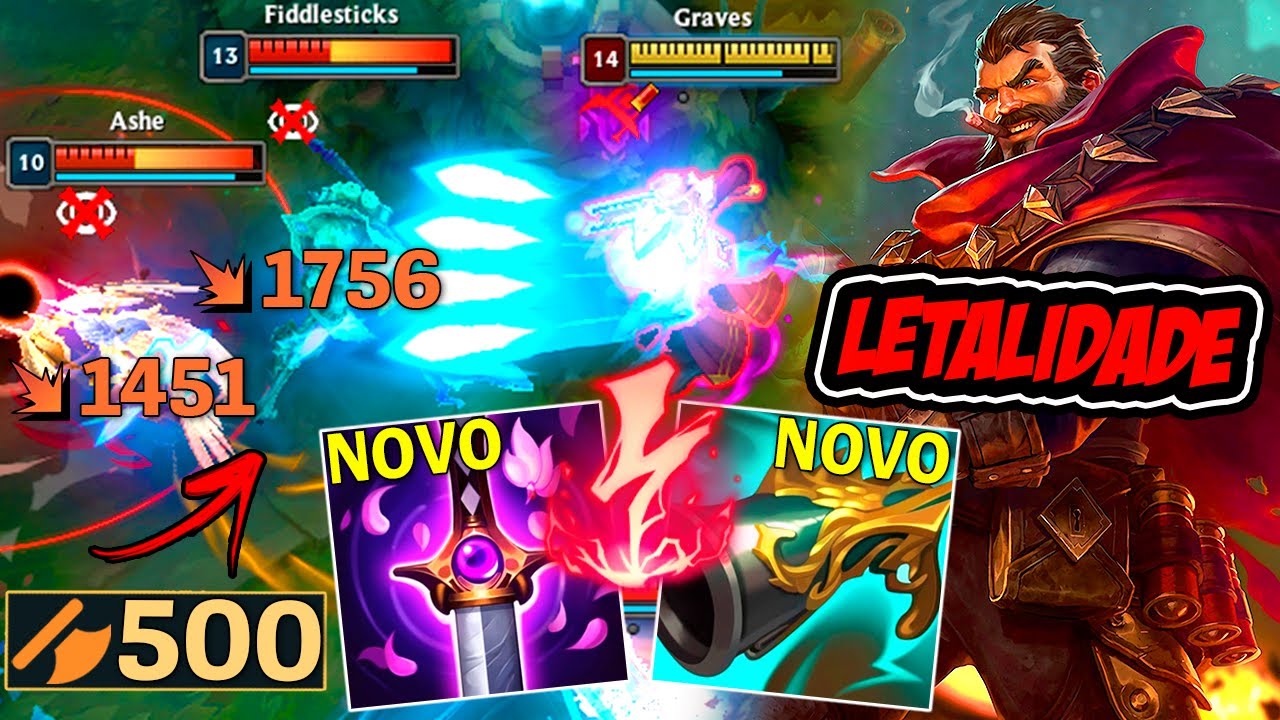 GRAVES LETALIDADE COM DANO ABSURDO NESSA BUILD NOVA *500 AD* - LEAGUE OF LEGENDS