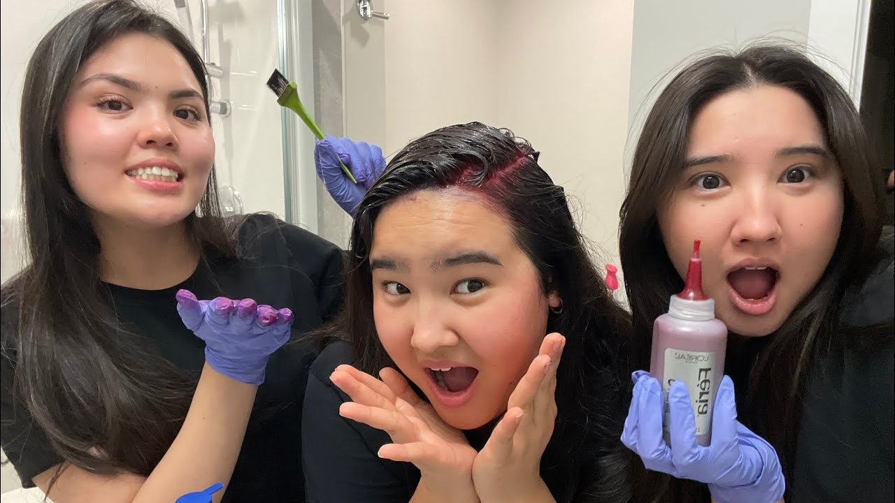 WE GOT HAIRCUTS… THEN DYED MY HAIR AT HOME 😲🎨