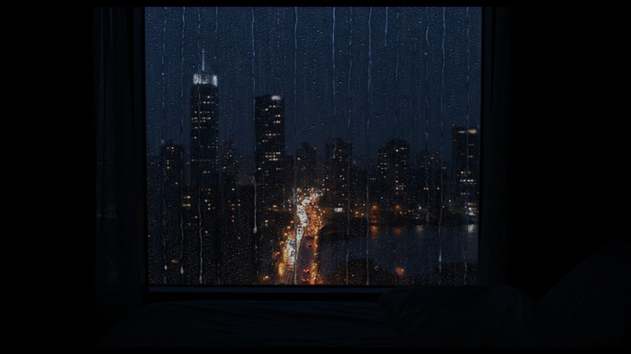 Rain Sounds for Sleep 🌧️ Rain on Window & City Lights for Peaceful Sleep