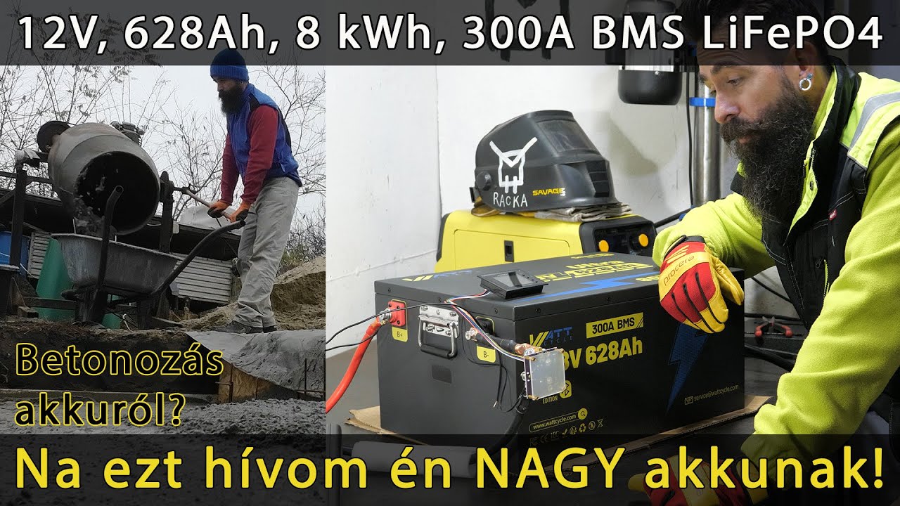 Wattcycle 12V 628Ah 8 kWh LiFePO4 Bluetooth lítium vasfoszfát akkumulátor teszt bemutató