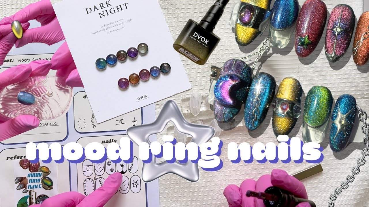Creating Mood Ring Nails - using every color & learning magnet gels!