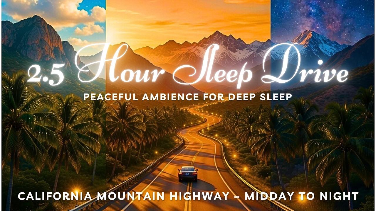 2.5 Hour California Mountain Highway Sleep Drive | Midday to Sunset to Night Ambience NoTalking ASMR