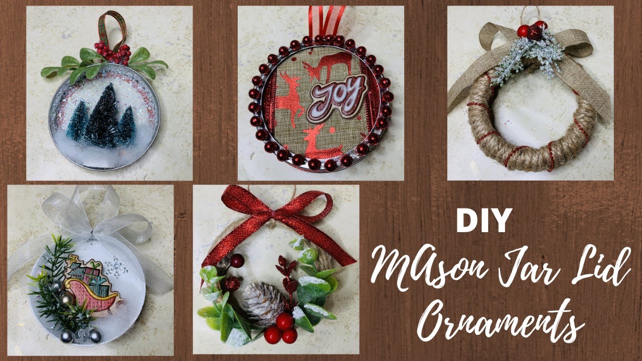 DIY Mason jar lid ornaments