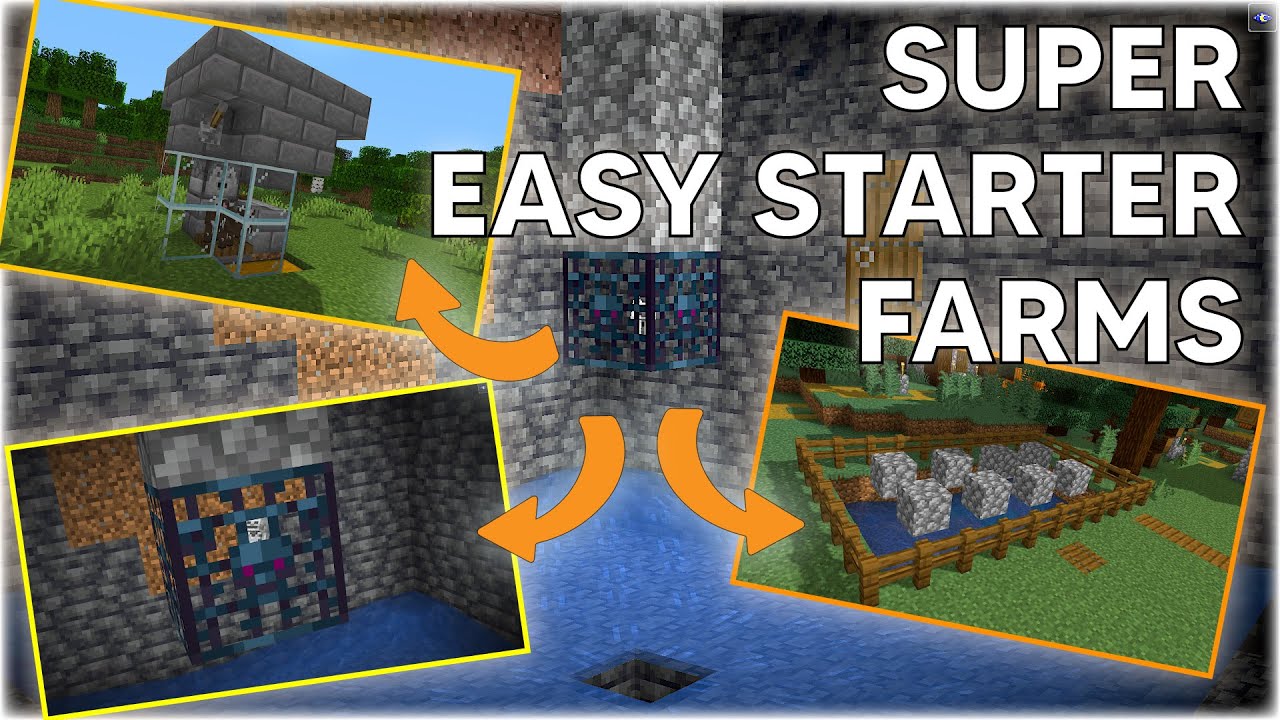 Best Minecraft Starter Farms for Survival EASY Minecraft Farm Tutorials for Beginners IRON FOOD MOBS
