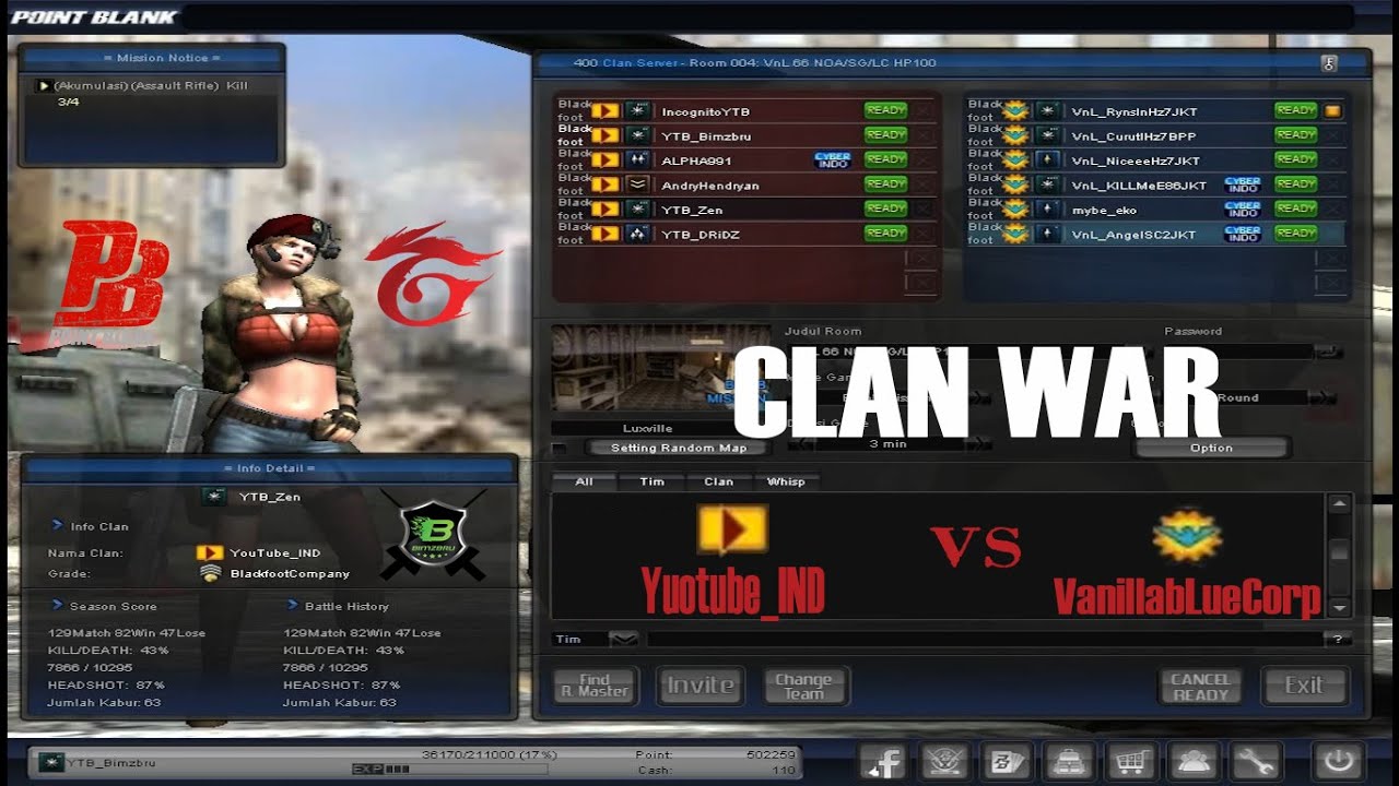CLAN WAR - Point Blank Garena Indonesia - YouTube_IND vs VanillabLueCorp #9