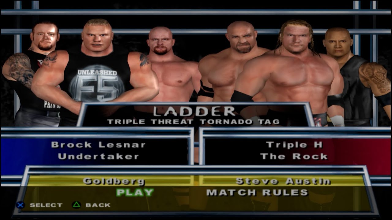 WWE SmackDown! HCTP - BrockLesnar,Undertaker VS TripleH,TheRock VS Goldberg,SteveAustin (LADDER)