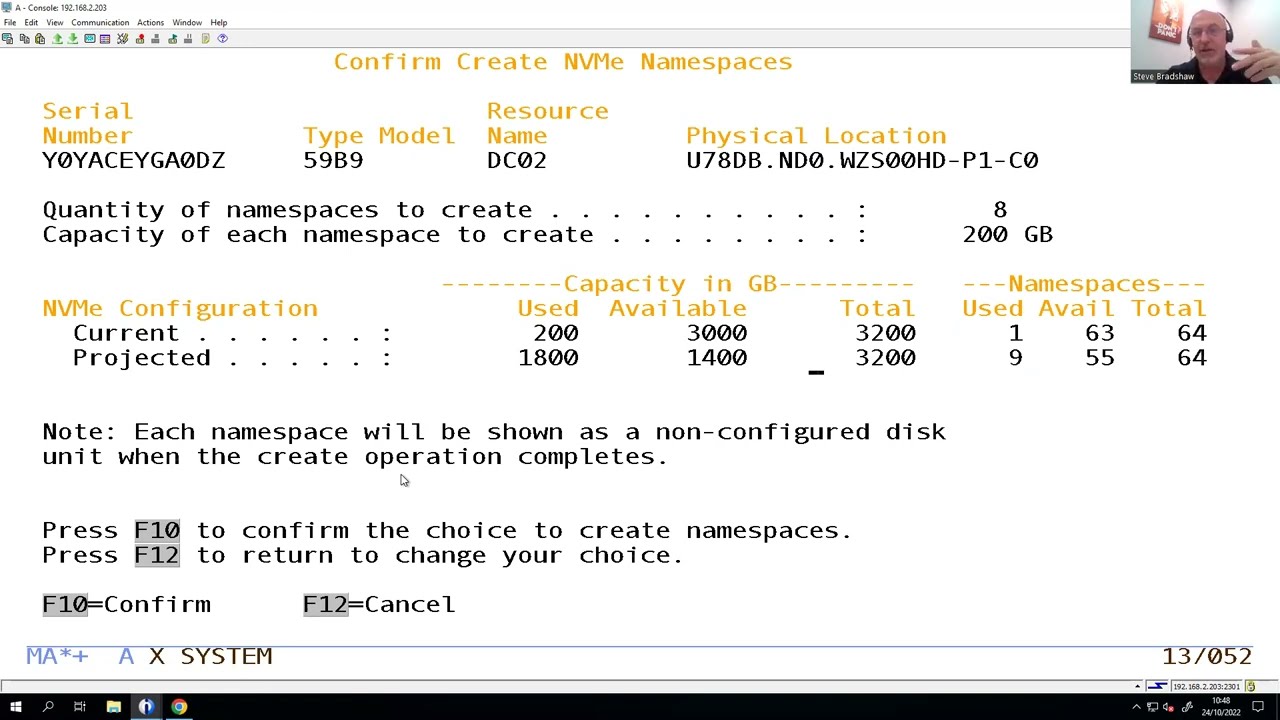 NVMe — настройка и добавление пространств имен в IBM i