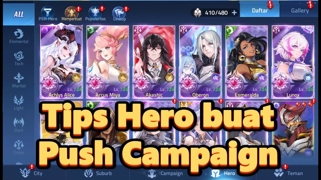 Tips hero push campaign untuk pemula - Mobile legends adventure