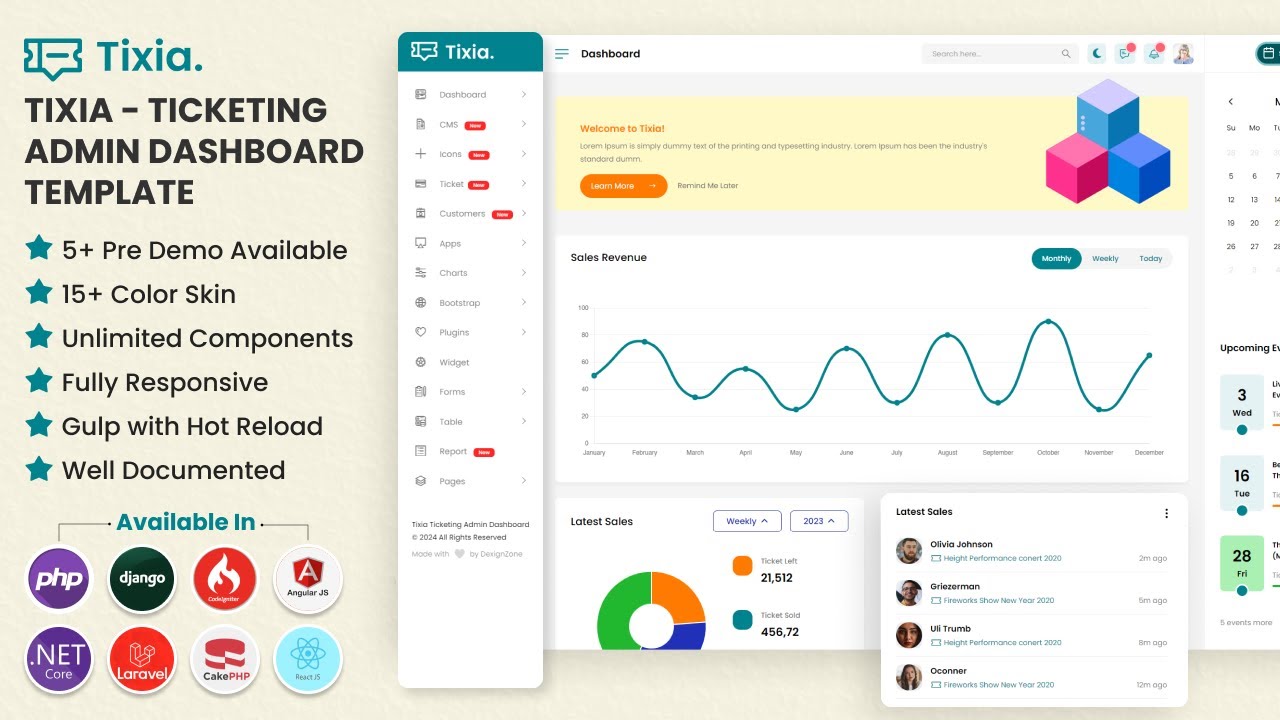 Tixia - Ticketing Admin Dashboard  Template #template #themeforest #dashboard #admindashboard
