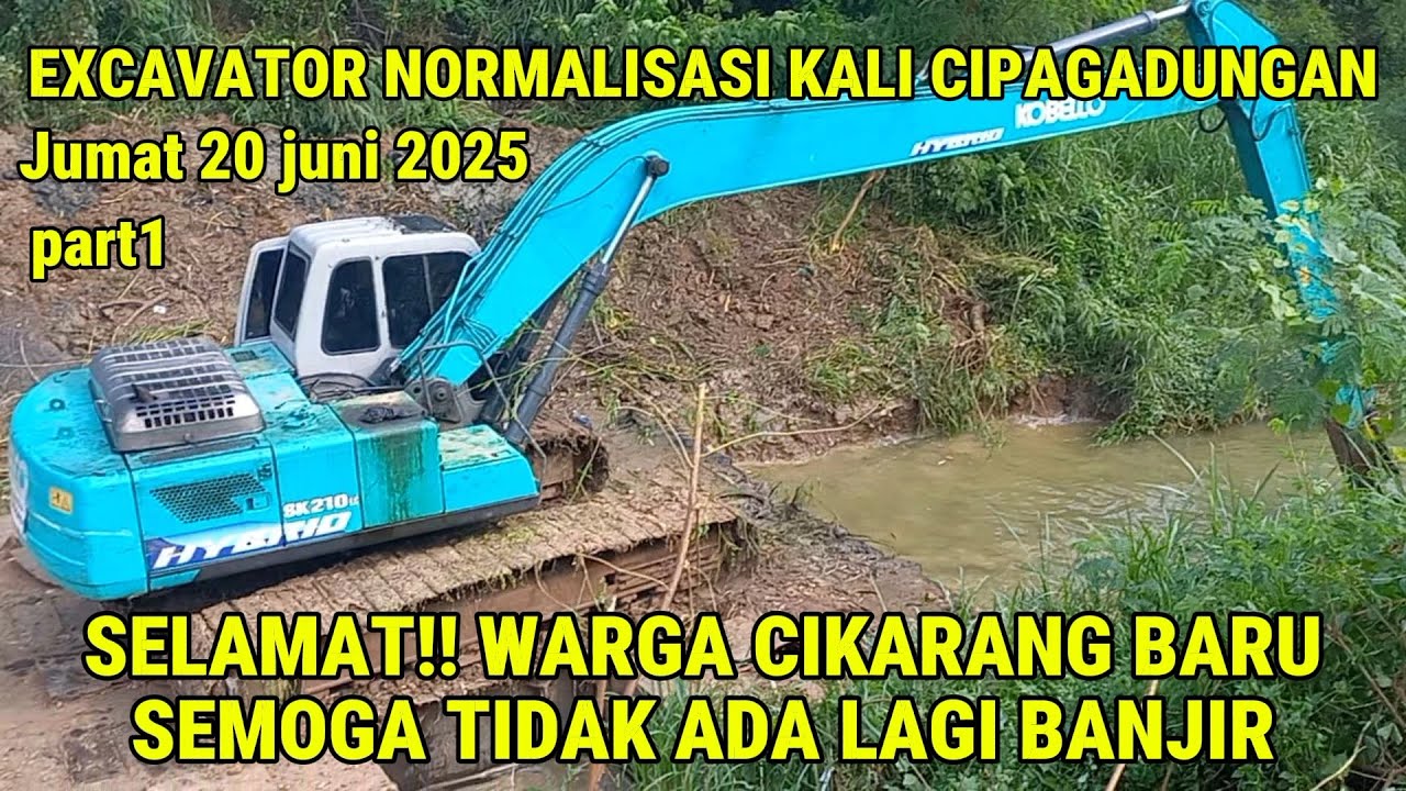 SELAMAT!! EXCAVATOR NORMALISASI KALI DI CIKARANG || POHON LIAR SUBUR DI BANTARAN #dedimulyadi