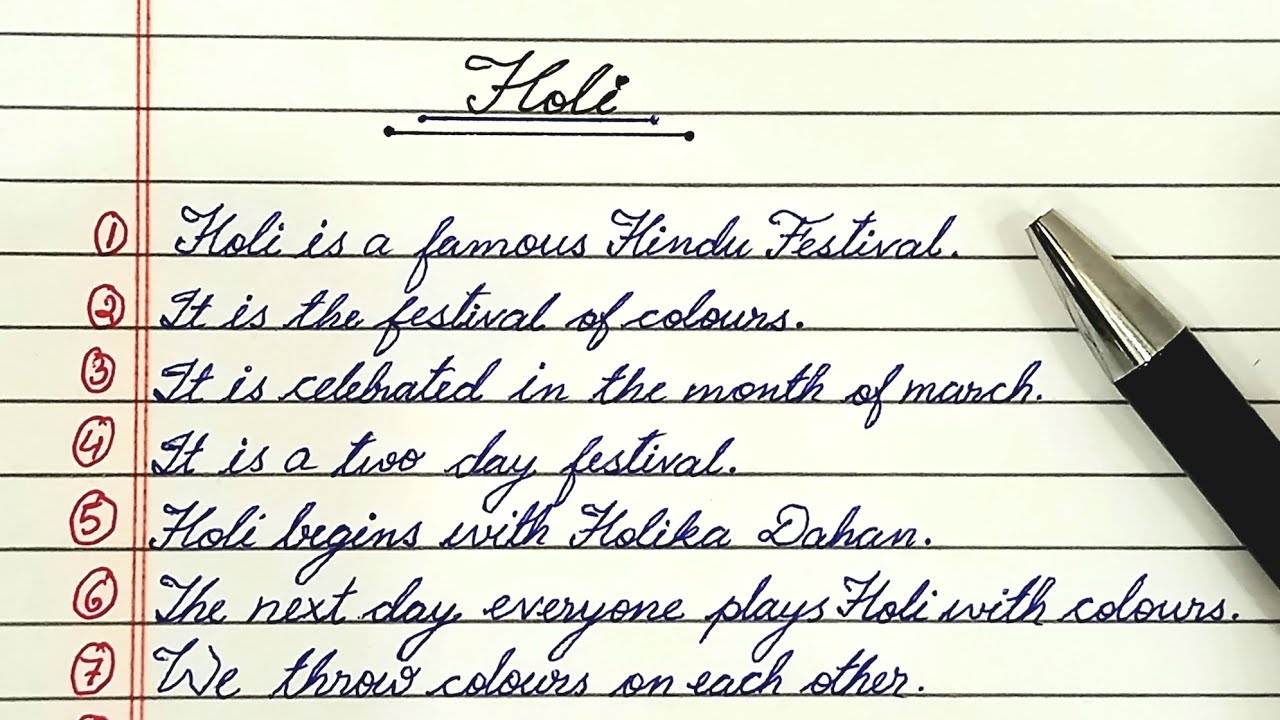 Essay on Holi in English | Holi Essay Writing in English I How to write beautiful handwriting | Holi
