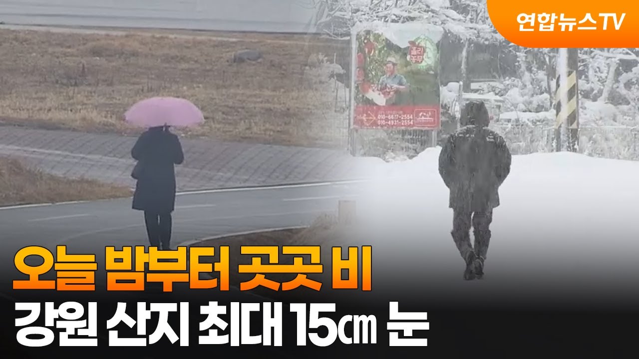 오늘 밤부터 곳곳 비…강원 산지 최대 15㎝ 눈 / 연합뉴스TV (YonhapnewsTV)