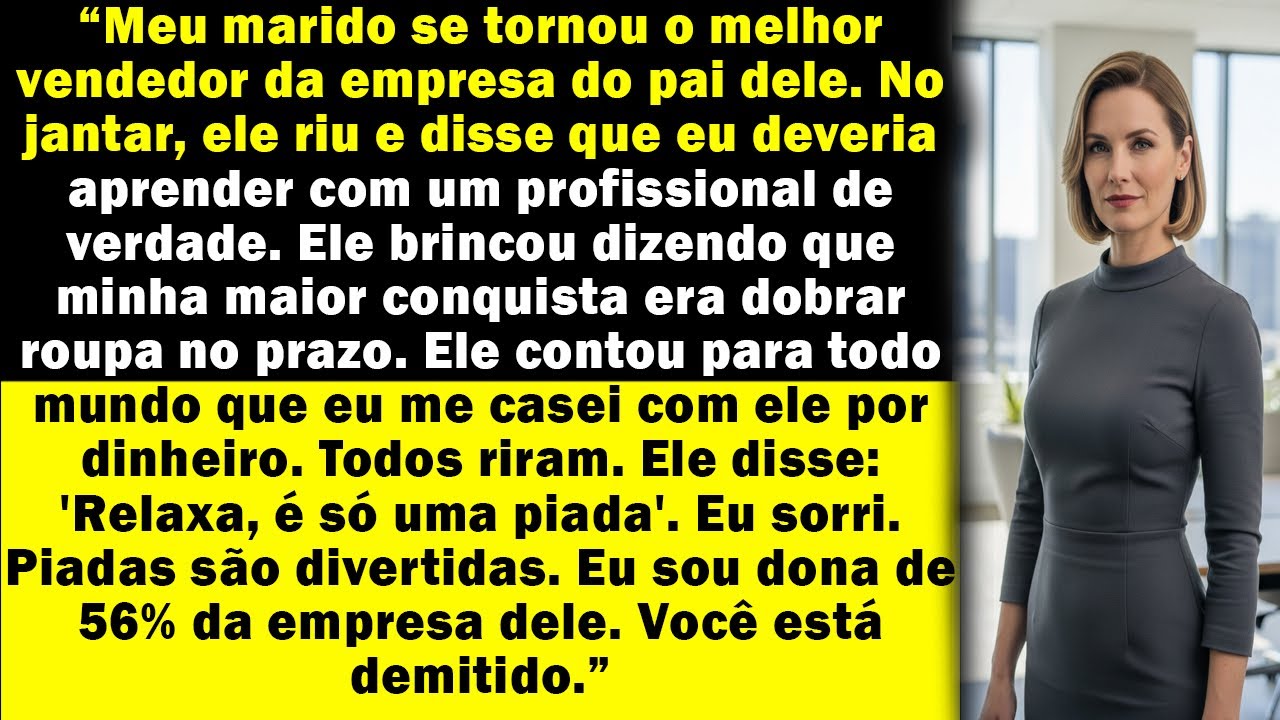 Meu marido zombou de mim em um jantar de luxo — ele se esqueceu de que eu possuo 56% da empresa.