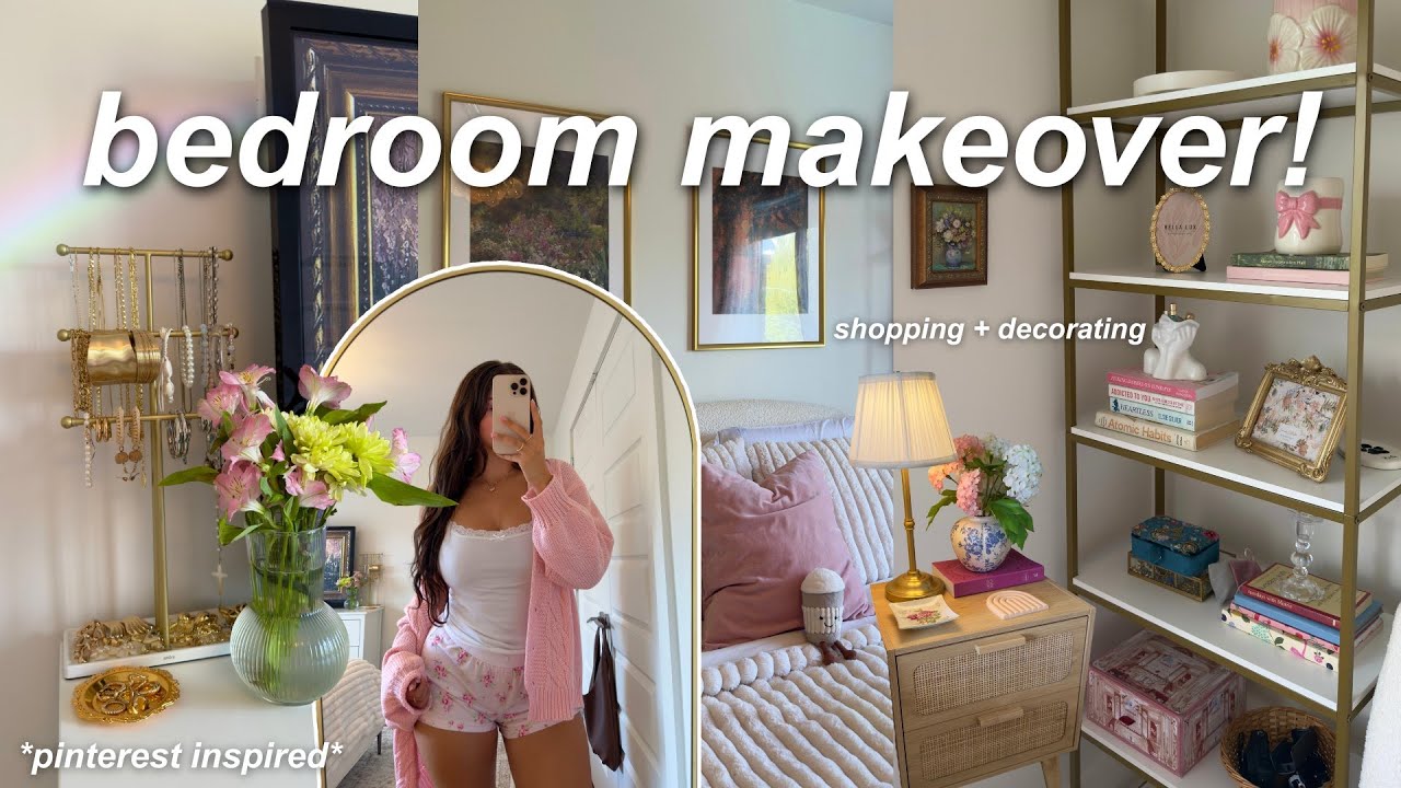 BEDROOM MAKEOVER✨🪞: my pinterest dream bedroom transformation | shopping, decorating & organizing
