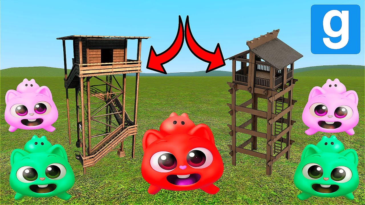 NINIMO RED, GREEN, PINK Family Vs Towers Garry's Mod