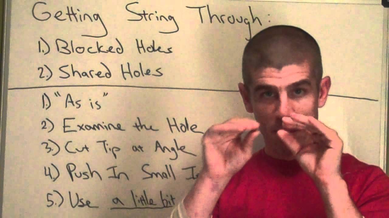 How To Get Tennis String Through Blocked  & Shared Holes