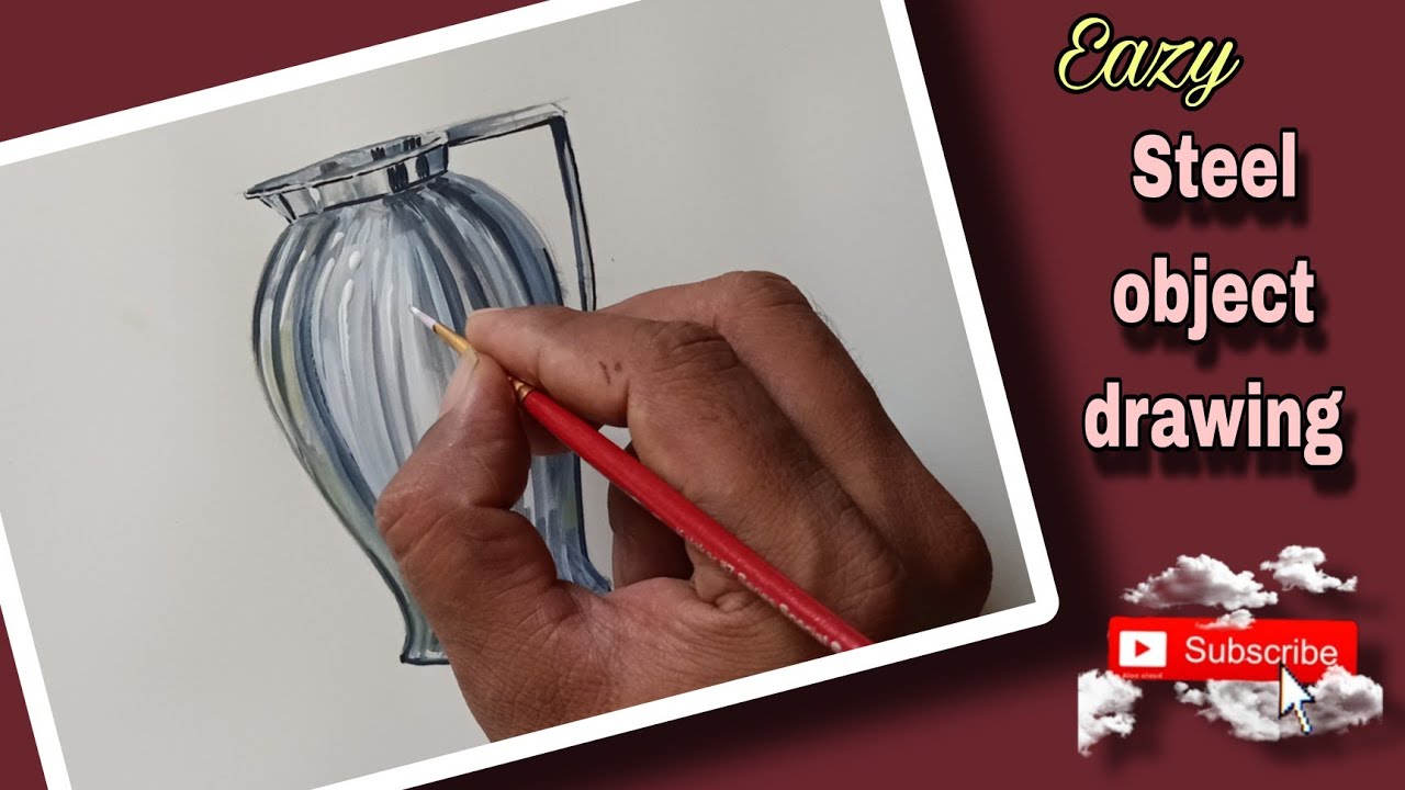 steel object drawing/how to colour Steel object/jug drawing