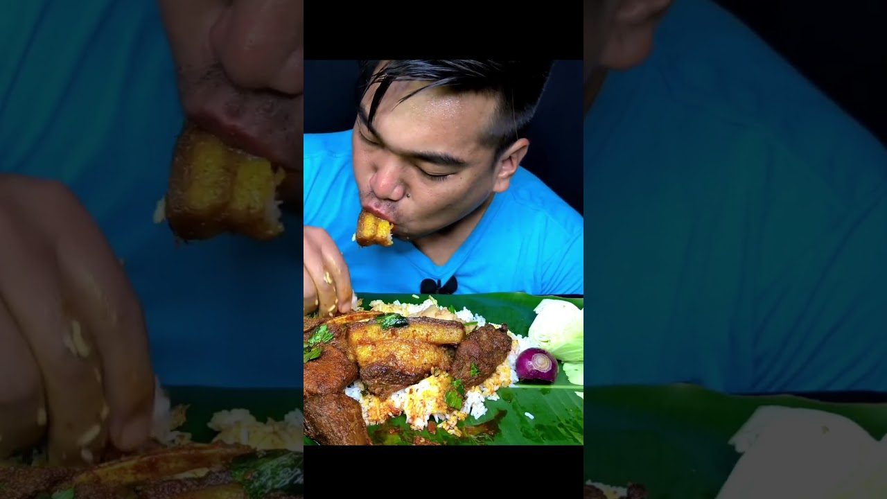 ASMR : Eating Spicy 🥵 Pork Curry, 🔥 onion , With Rice, 😋 || ASMRSHOW || MUKBANG ||