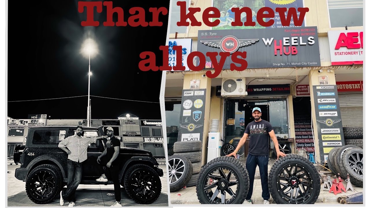 Dhillonpreet thar alloys change / india first 325/50/22 tyre fitted /modified thar india /wheels hub