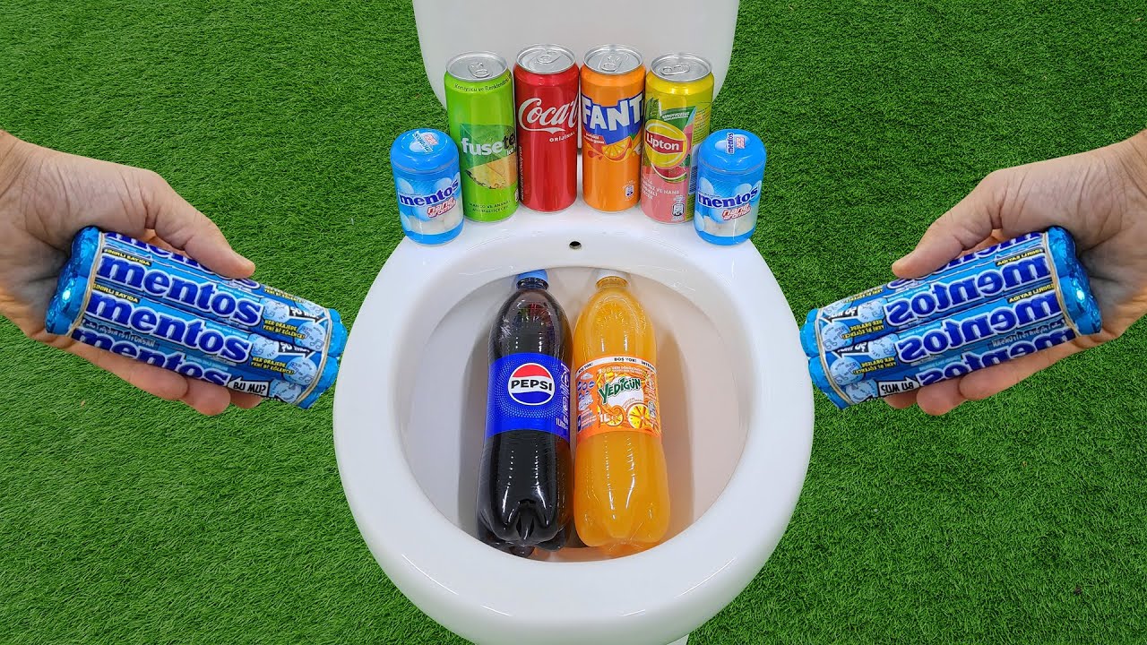 Большие Pepsi и Yedigün против популярных газировок!!! Coca Cola, Fanta, Fuse Tea и Mentos в туалете