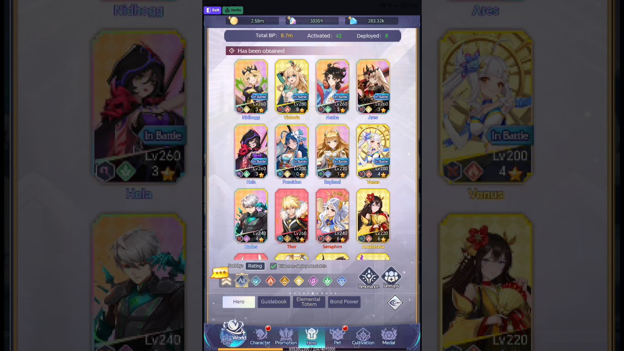 Flexing my F2p 1st  and main account in goddess connect hope you like