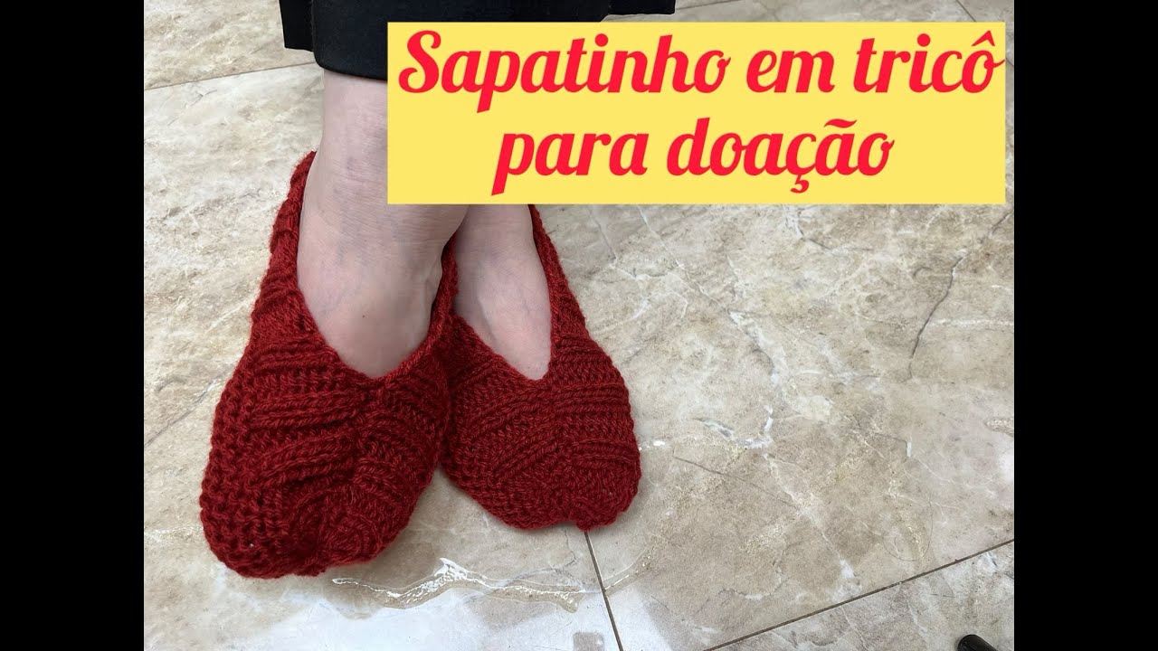 Sapato em tricô para Doação