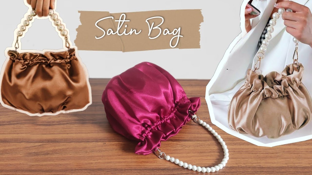 Cara Membuat Tas Tangan dari Satin | Mini Satin Bucket Bag | DIY Satin handbag |