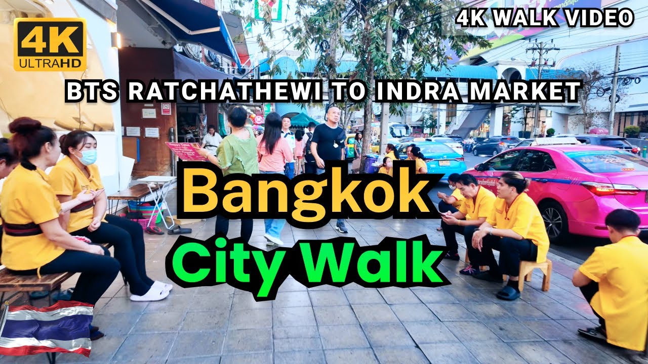 [4K HDR] Bangkok City Walk 2024 | BTS Ratchathewi to Indra market